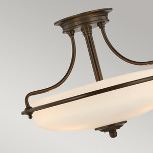 Quoizel Ceiling Semi-Flush from the Griffin range. Griffin 3 Light Semi-Flush Product Code = QZ-GRIFFIN-SFS-PN