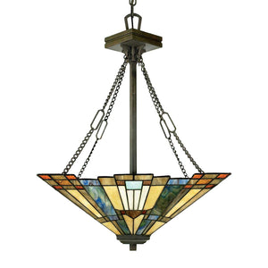 Quoizel Pendant from the Inglenook range. Inglenook 3 Light Pendant Product Code = QZ-INGLENOOK-P-B