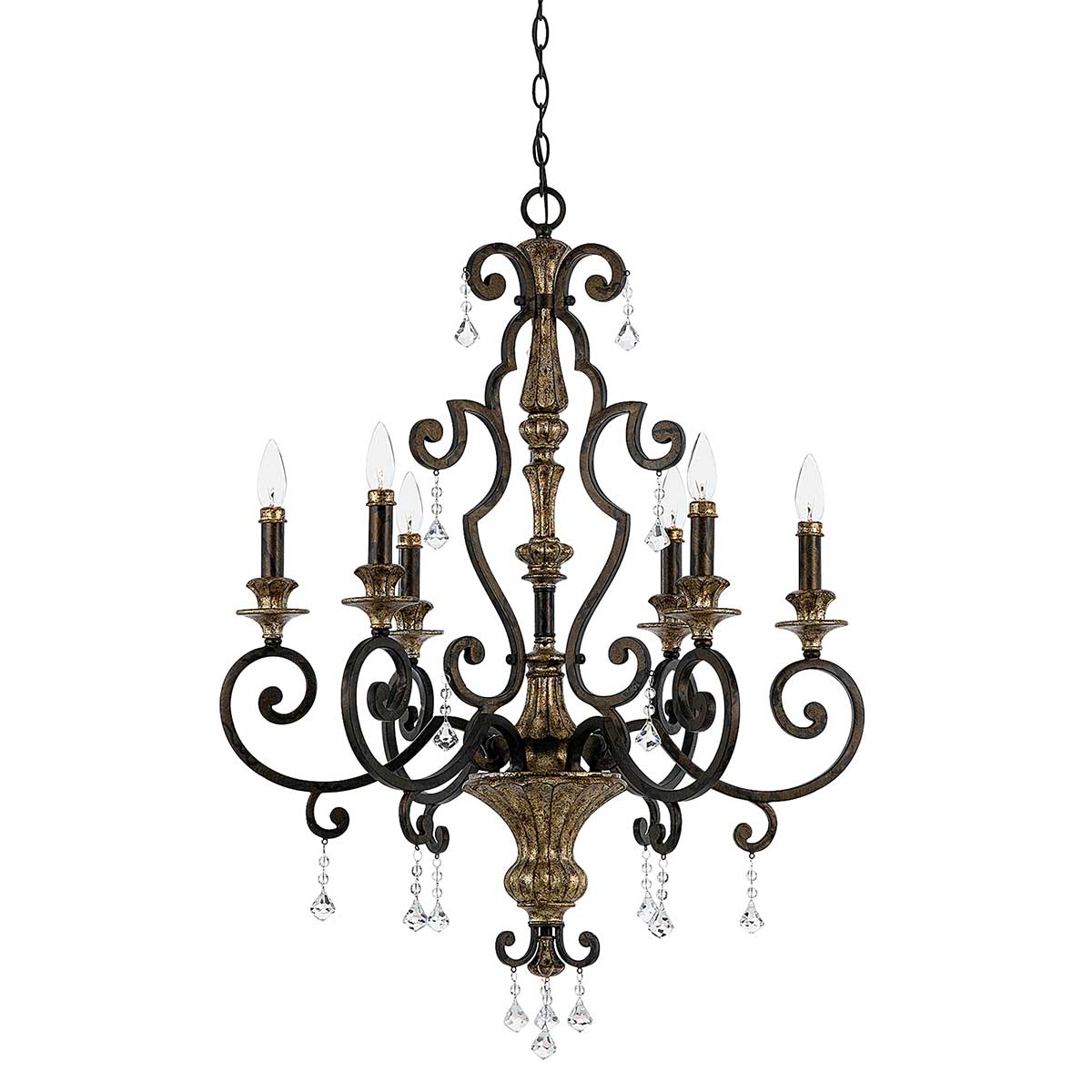Quoizel Chandelier from the Marquette range. Marquette 6 Light Chandelier Product Code = QZ-MARQUETTE6-A