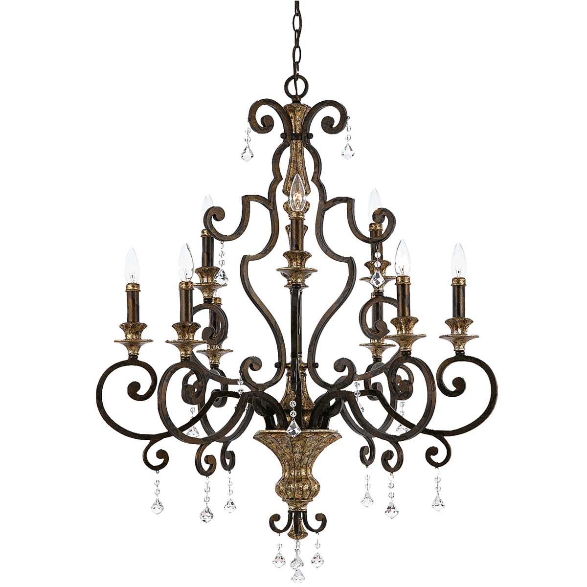 Quoizel Chandelier from the Marquette range. Marquette 9 Light Chandelier Product Code = QZ-MARQUETTE9