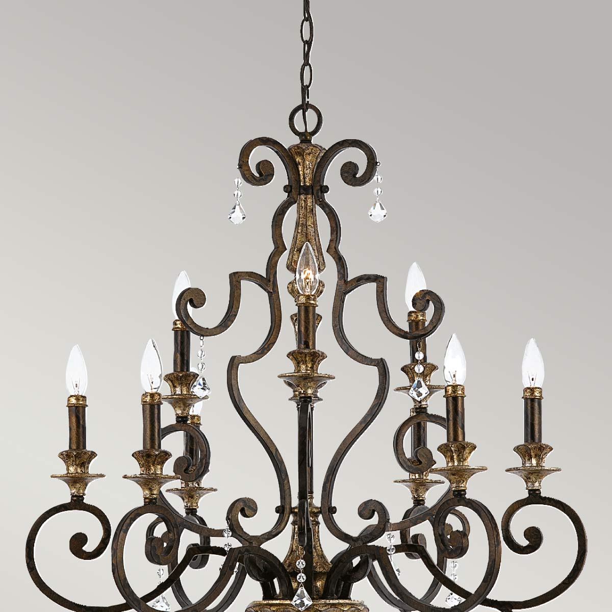 Quoizel Chandelier from the Marquette range. Marquette 9 Light Chandelier Product Code = QZ-MARQUETTE9