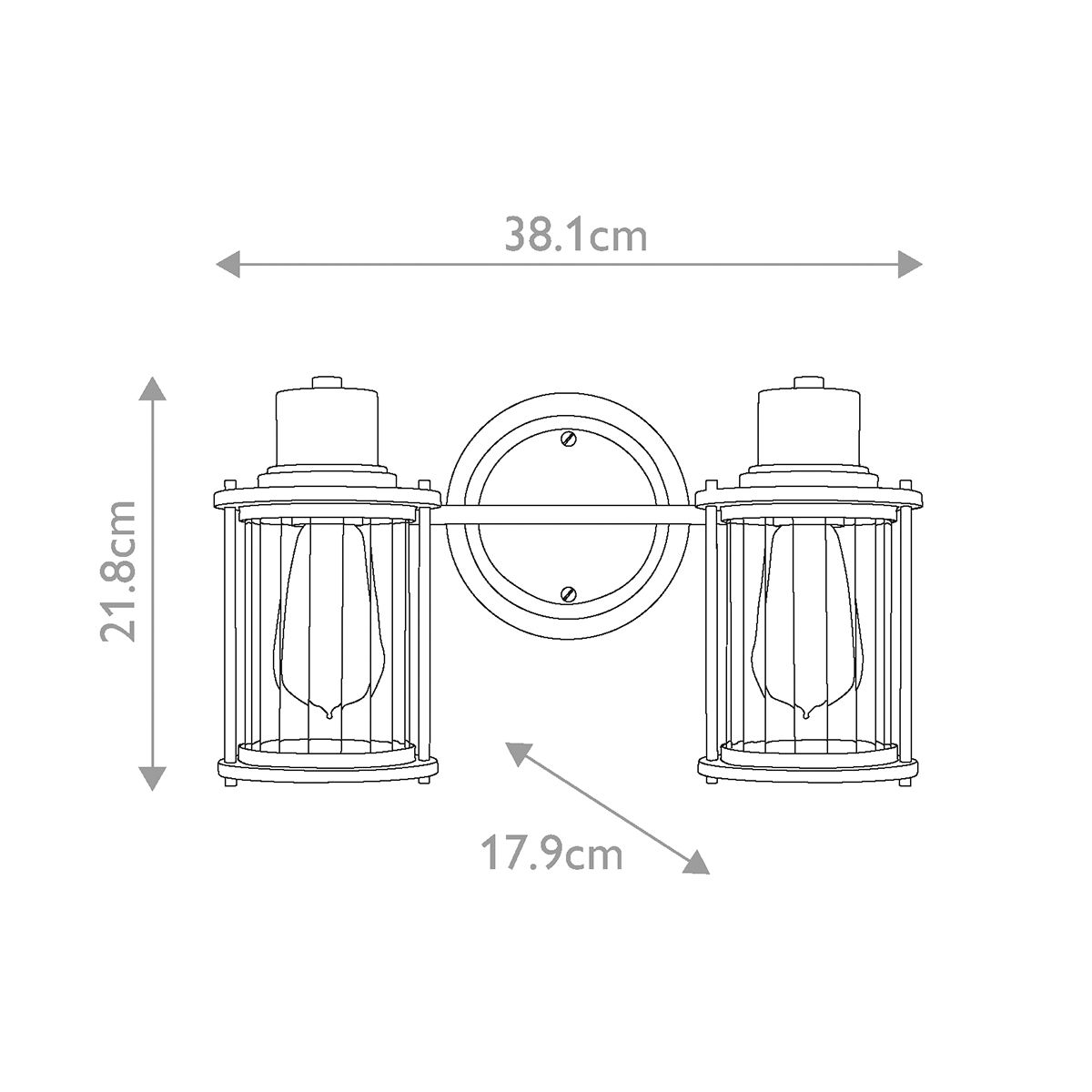 Quoizel Wall Light from the Riggs range. Riggs 2 Light Wall Light – SKU QZ-RIGGS2-BATH-WS
