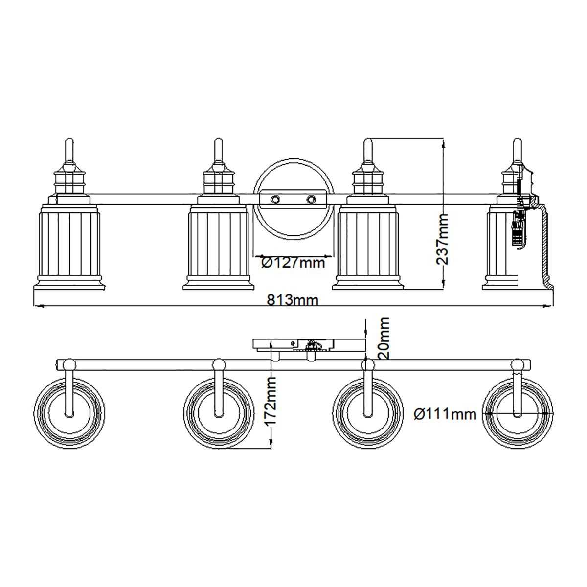 Quoizel Wall Light from the Swell range. Swell 4 Light Wall Light – SKU QZ-SWELL4-PC-BATH