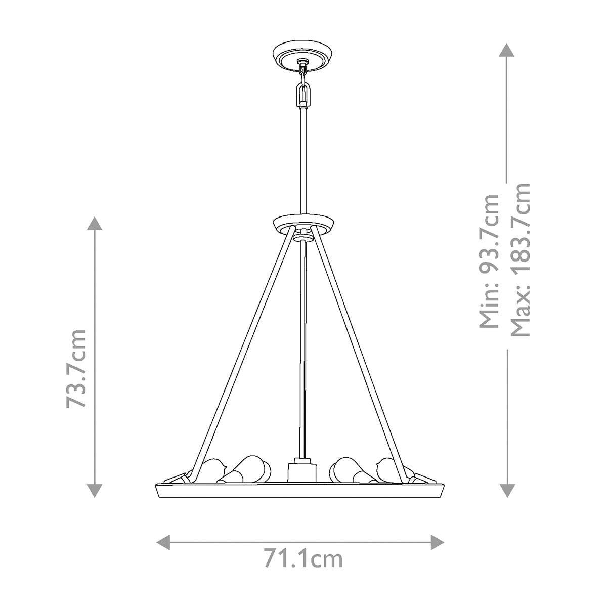 Quoizel Chandelier from the Theater Row range. Theater Row 6 Light Chandelier - Imperial Silver Product Code = QZ-THEATER-ROW6IS