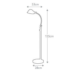 Quoizel Floor Lamp from the Thompson range. Thompson LED Floor Lamp in Brushed Nickel Product Code = QZ-THOMPSON-FLBN