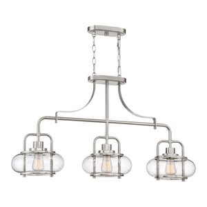 Quoizel Pendant from the Trilogy range. Trilogy 3 Light Island Light Product Code = QZ-TRILOGY-ISLE-BN