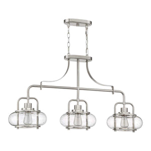 Quoizel Pendant from the Trilogy range. Trilogy 3 Light Island Light Product Code = QZ-TRILOGY-ISLE-BN
