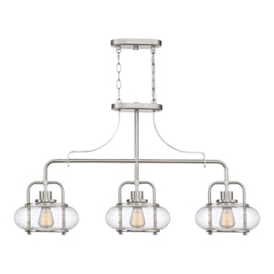 Quoizel Pendant from the Trilogy range. Trilogy 3 Light Island Light Product Code = QZ-TRILOGY-ISLE-BN