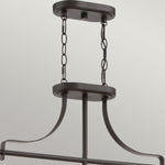 Quoizel Linear Chandelier from the Trilogy range. Trilogy 3 Light Island Light Product Code = QZ-TRILOGY-ISLE-OZ