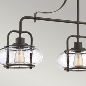 Quoizel Linear Chandelier from the Trilogy range. Trilogy 3 Light Island Light Product Code = QZ-TRILOGY-ISLE-OZ