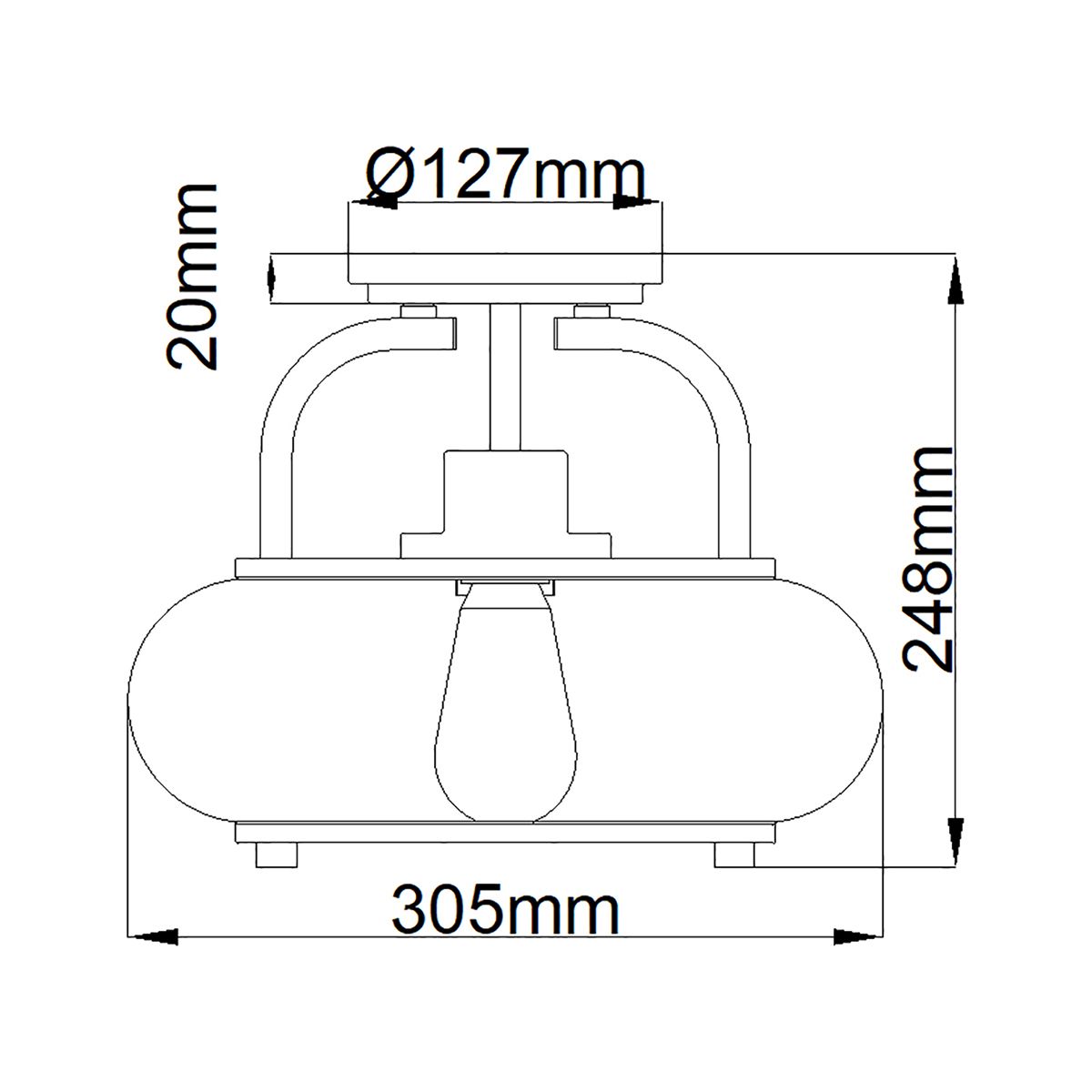 Quoizel Ceiling Semi-Flush from the Trilogy range. Trilogy 1 Light Small Semi-Flush – SKU QZ-TRILOGY-SF-S