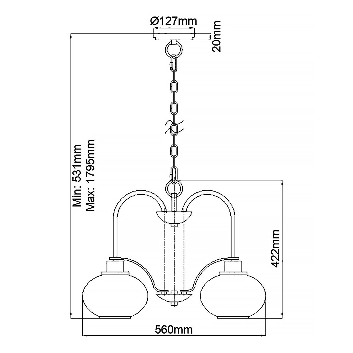 Quoizel Chandelier from the Trilogy range. Trilogy 3 Light Chandelier – SKU QZ-TRILOGY3-BN