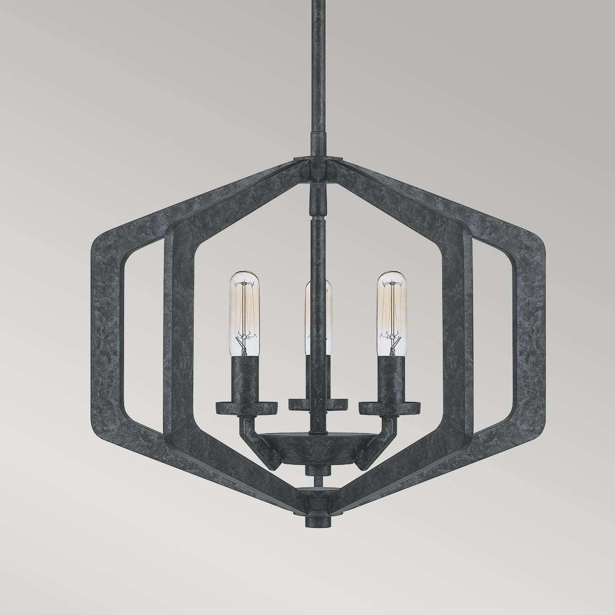 Quoizel Pendant from the Vanguard range. Vanguard 3 Light Pendant – SKU QZ-VANGUARD-3P-OK