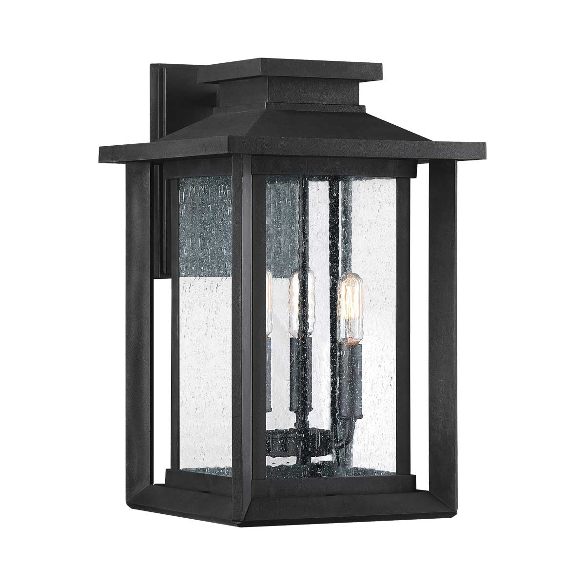 Quoizel Outdoor Wall Light from the Wakefield range. Wakefield 3 Wall Lantern - Large Product Code = QZ-WAKEFIELD-L-TBK