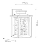 Quoizel Outdoor Wall Light from the Wakefield range. Wakefield 1 Wall Lantern - Small – SKU QZ-WAKEFIELD-S-TBK