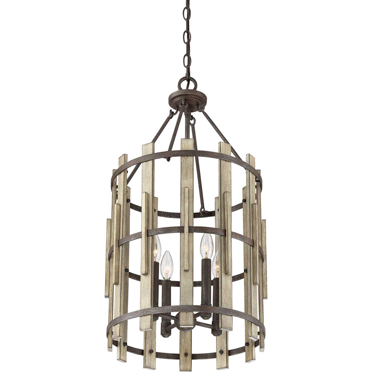 Quoizel Pendant from the Wood Hollow range. Wood Hollow 4 Light Chandelier Product Code = QZ-WOOD-HOLLOW-4P