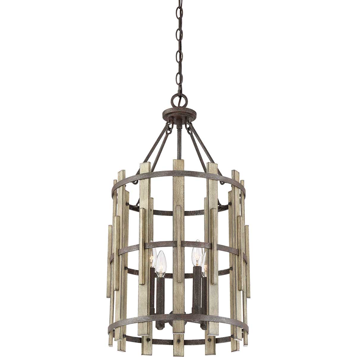 Quoizel Pendant from the Wood Hollow range. Wood Hollow 4 Light Chandelier Product Code = QZ-WOOD-HOLLOW-4P