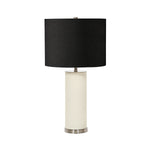 Elstead Lighting Table Lamp from the Ripple range. Ripple 1 Light Table Lamp - White with Black Shade Product Code = RIPPLE-TL-WHT-B