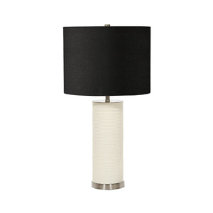 Elstead Lighting Table Lamp from the Ripple range. Ripple 1 Light Table Lamp - White with Black Shade Product Code = RIPPLE-TL-WHT-B