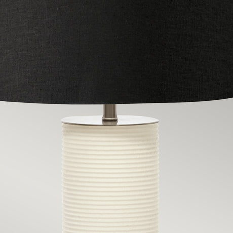 Elstead Lighting Table Lamp from the Ripple range. Ripple 1 Light Table Lamp - White with Black Shade Product Code = RIPPLE-TL-WHT-B