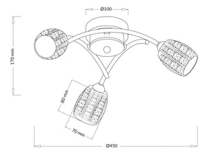 Magnalux Roma 3 Light Polished Chrome with Crystal Shade Part Number - ROM03CH