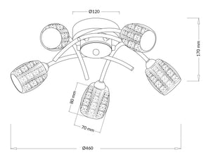 Magnalux Roma 5 Light Antique Brass with Crystal Shade Part Number - ROM05AB
