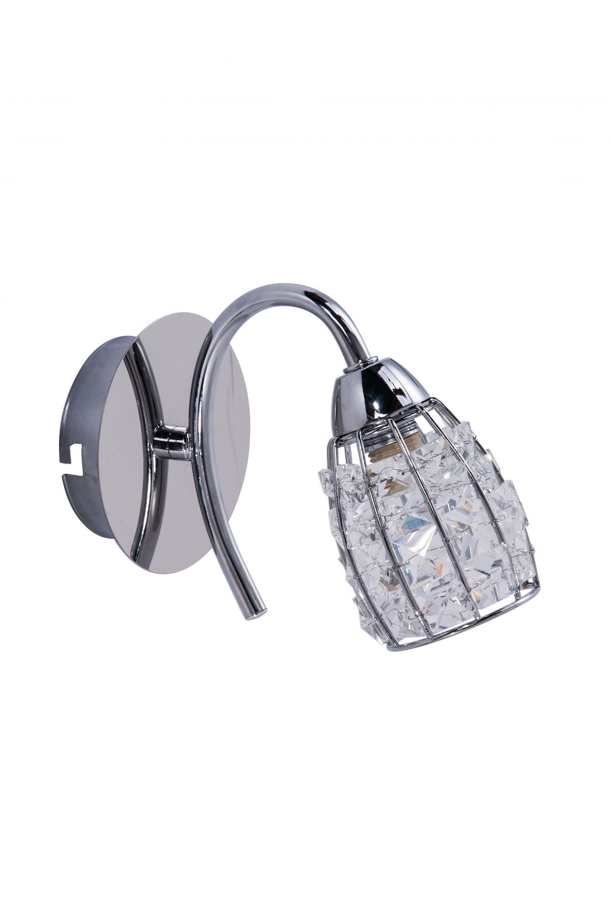 Magnalux Roma 1 Light Polished Chrome Wall Light with Crystal Shade Part Number - ROM01CHWL