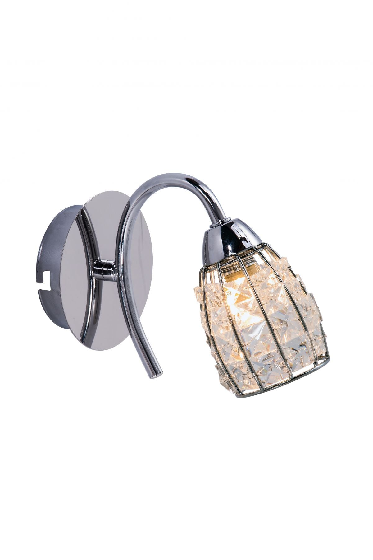 Magnalux Roma 1 Light Polished Chrome Wall Light with Crystal Shade Part Number - ROM01CHWL