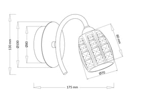 Magnalux Roma 1 Light Polished Chrome Wall Light with Crystal Shade Part Number - ROM01CHWL