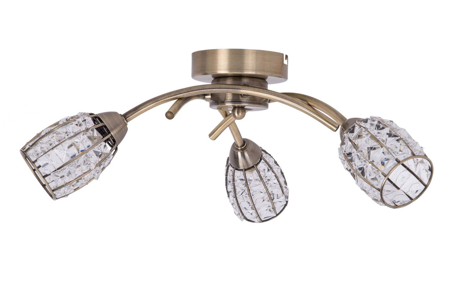 Magnalux Roma 3 Light Antique Brass with Crystal Shade Part Number - ROM03AB
