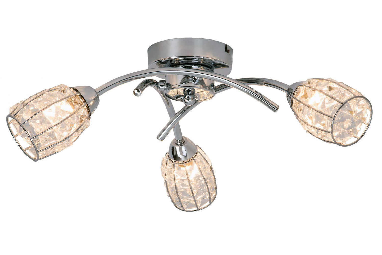 Magnalux Roma 3 Light Polished Chrome with Crystal Shade Part Number - ROM03CH