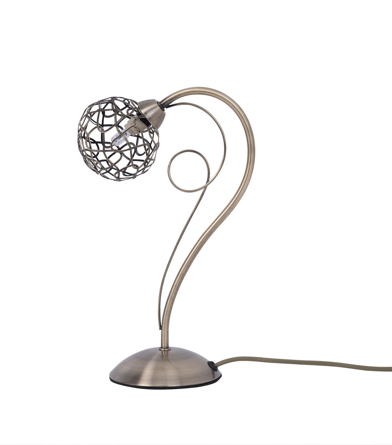 Magnalux Ronda 1 Light Antique Brass Table Lamp with Mesh Ball Shade Part Number - RON01ABTL