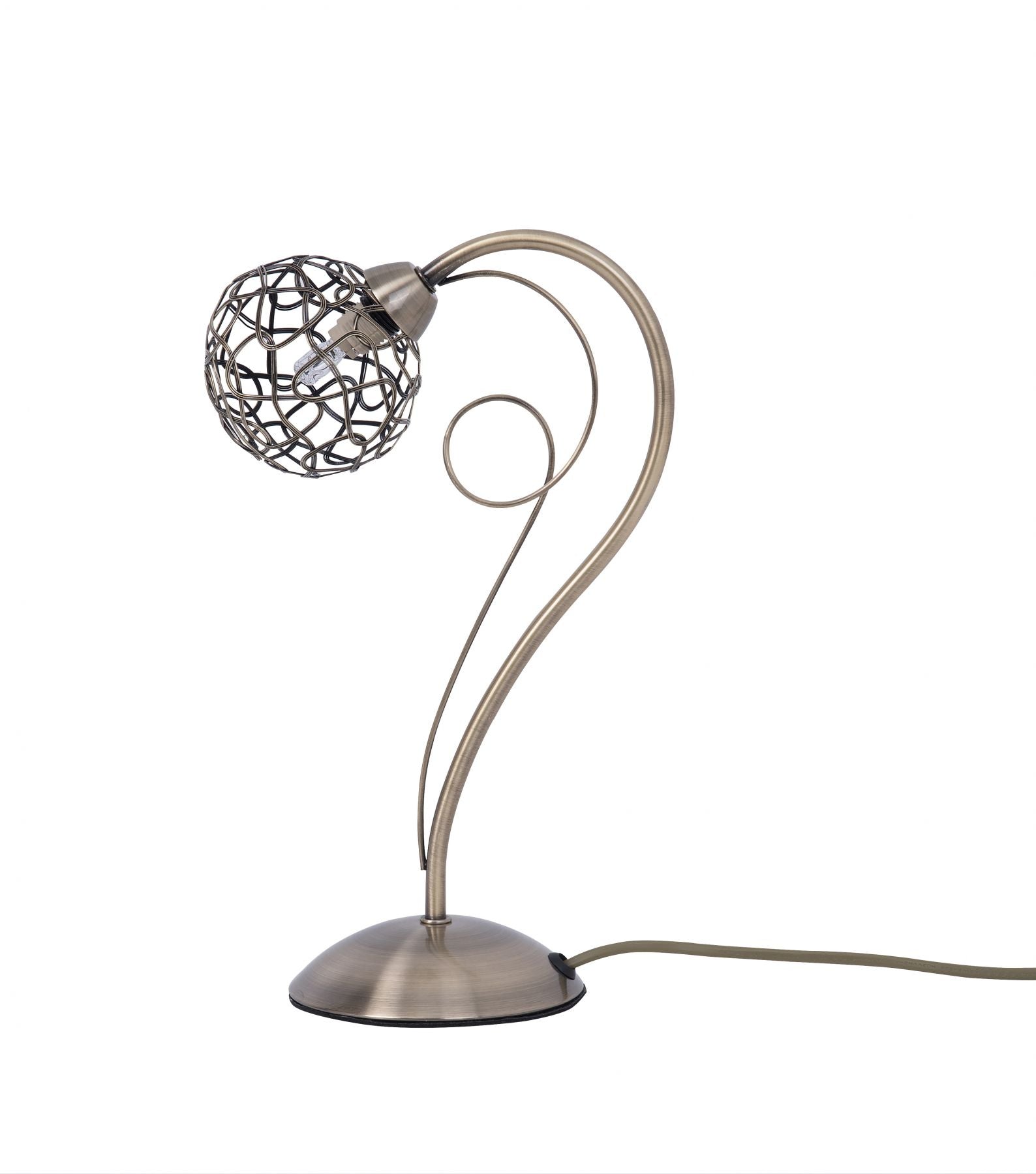 Magnalux Ronda 1 Light Antique Brass Table Lamp with Mesh Ball Shade Part Number - RON01ABTL
