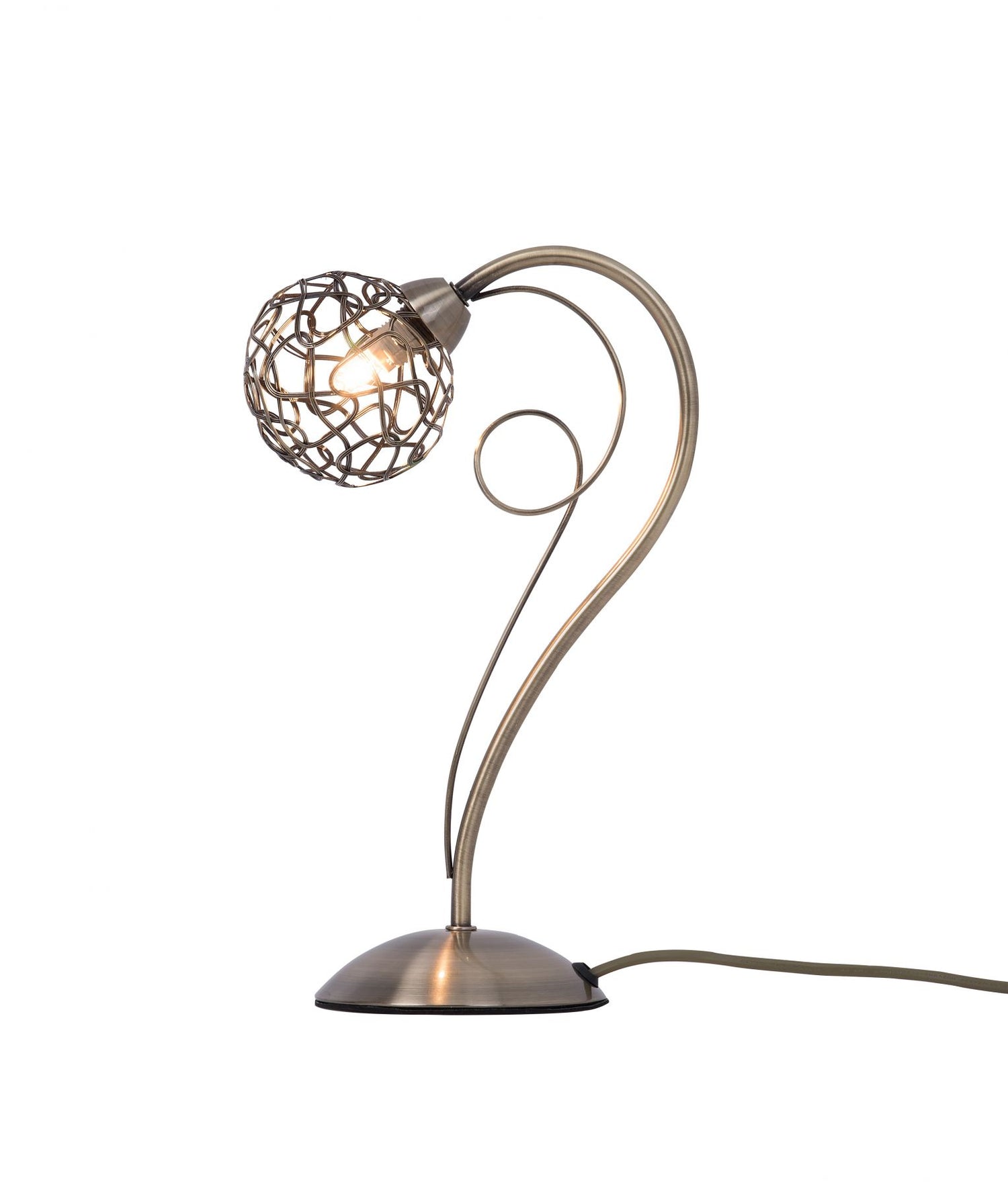 Magnalux Ronda 1 Light Antique Brass Table Lamp with Mesh Ball Shade Part Number - RON01ABTL