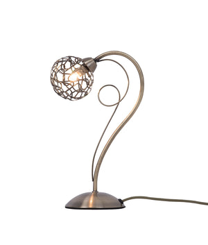 Magnalux Ronda 1 Light Antique Brass Table Lamp with Mesh Ball Shade Part Number - RON01ABTL