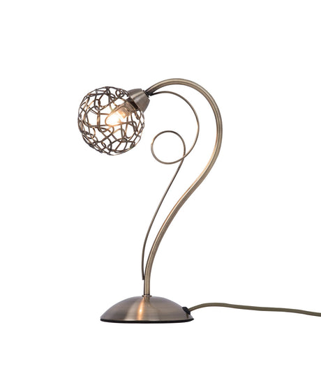 Magnalux Ronda 1 Light Antique Brass Table Lamp with Mesh Ball Shade Part Number - RON01ABTL