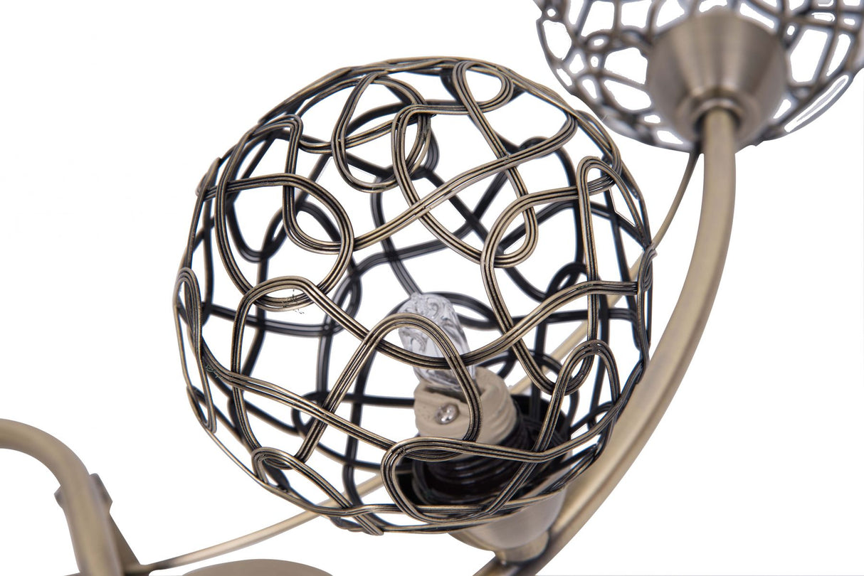 Magnalux Ronda 4 Light Antique Brass with Mesh Ball Shade Part Number - RON04AB