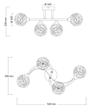 Magnalux Ronda 4 Light Antique Brass with Mesh Ball Shade Part Number - RON04AB