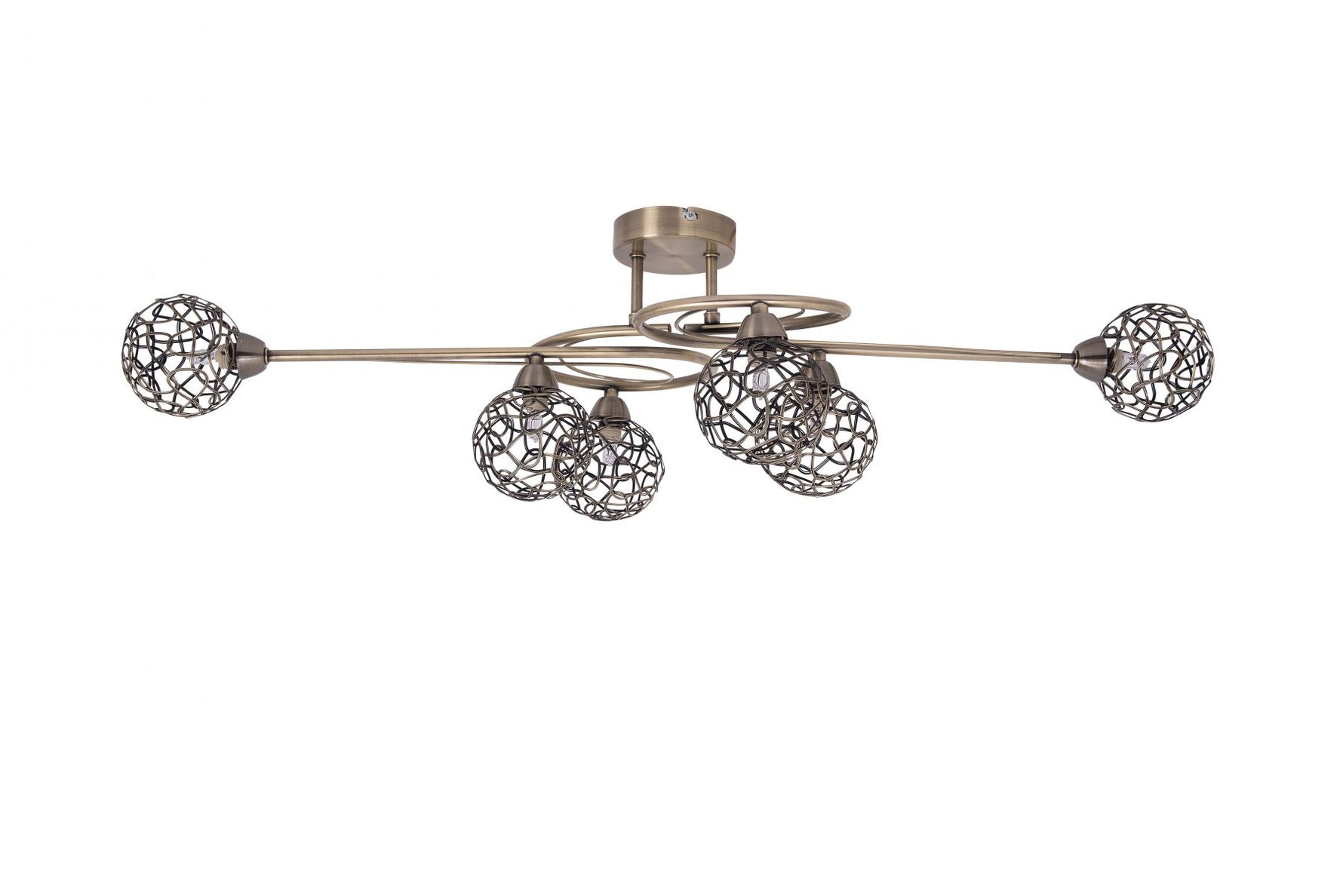 Magnalux Ronda 6 Light Antique Brass with Mesh Ball Shade Part Number - RON06AB