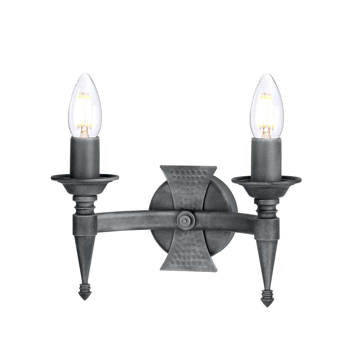 Elstead Lighting Wall Light from the Saxon range. Saxon 2 Light Wall Light Product Code = SAX2-BLK-SIL