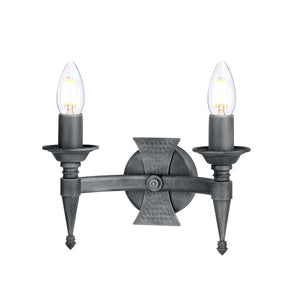 Elstead Lighting Wall Light from the Saxon range. Saxon 2 Light Wall Light Product Code = SAX2-BLK-SIL