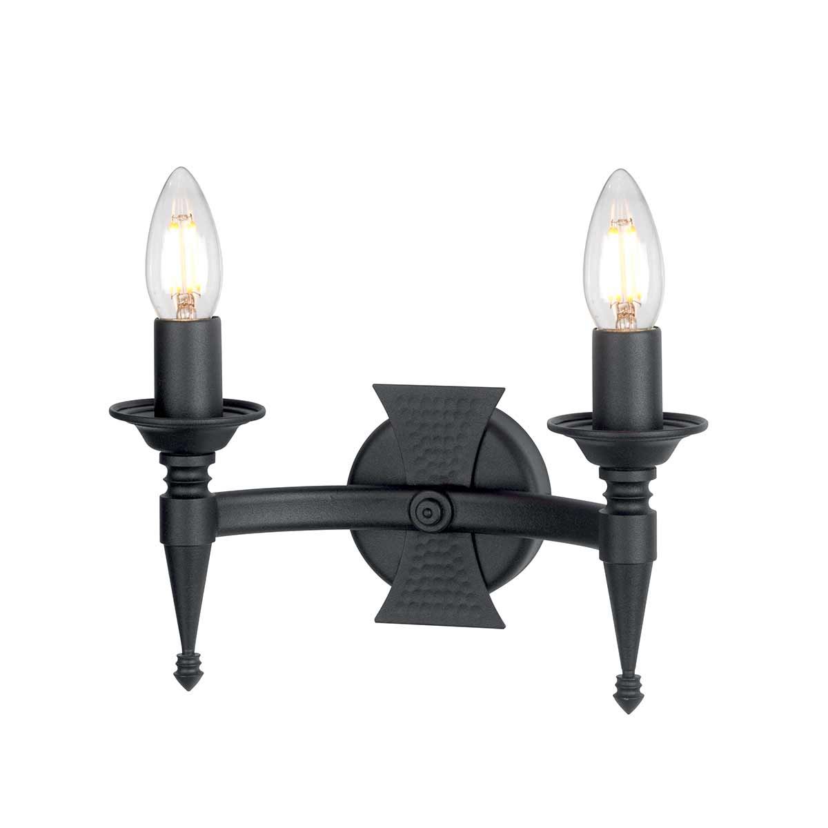 Elstead Lighting Wall Light from the Saxon range. Saxon 2 Light Wall Light – SKU SAX2-BLK