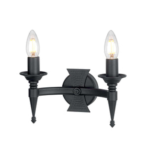 Elstead Lighting Wall Light from the Saxon range. Saxon 2 Light Wall Light Product Code = SAX2-BLK