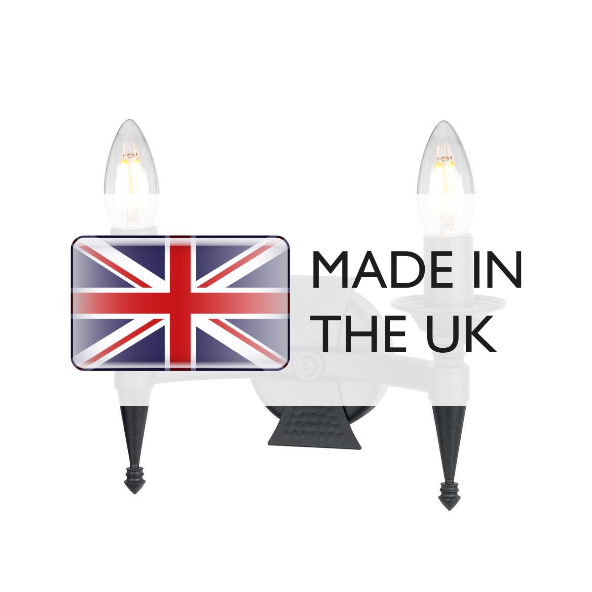 Elstead Lighting Wall Light from the Saxon range. Saxon 2 Light Wall Light – SKU SAX2-BLK