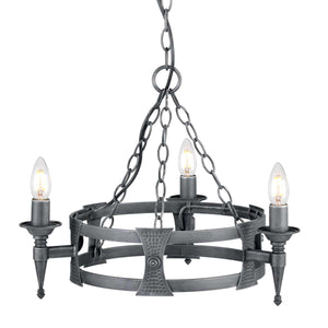 Elstead Lighting Chandelier from the Saxon range. Saxon 3 Light Chandelier Product Code = SAX3-BLK-SIL