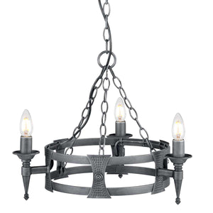 Elstead Lighting Chandelier from the Saxon range. Saxon 3 Light Chandelier Product Code = SAX3-BLK-SIL