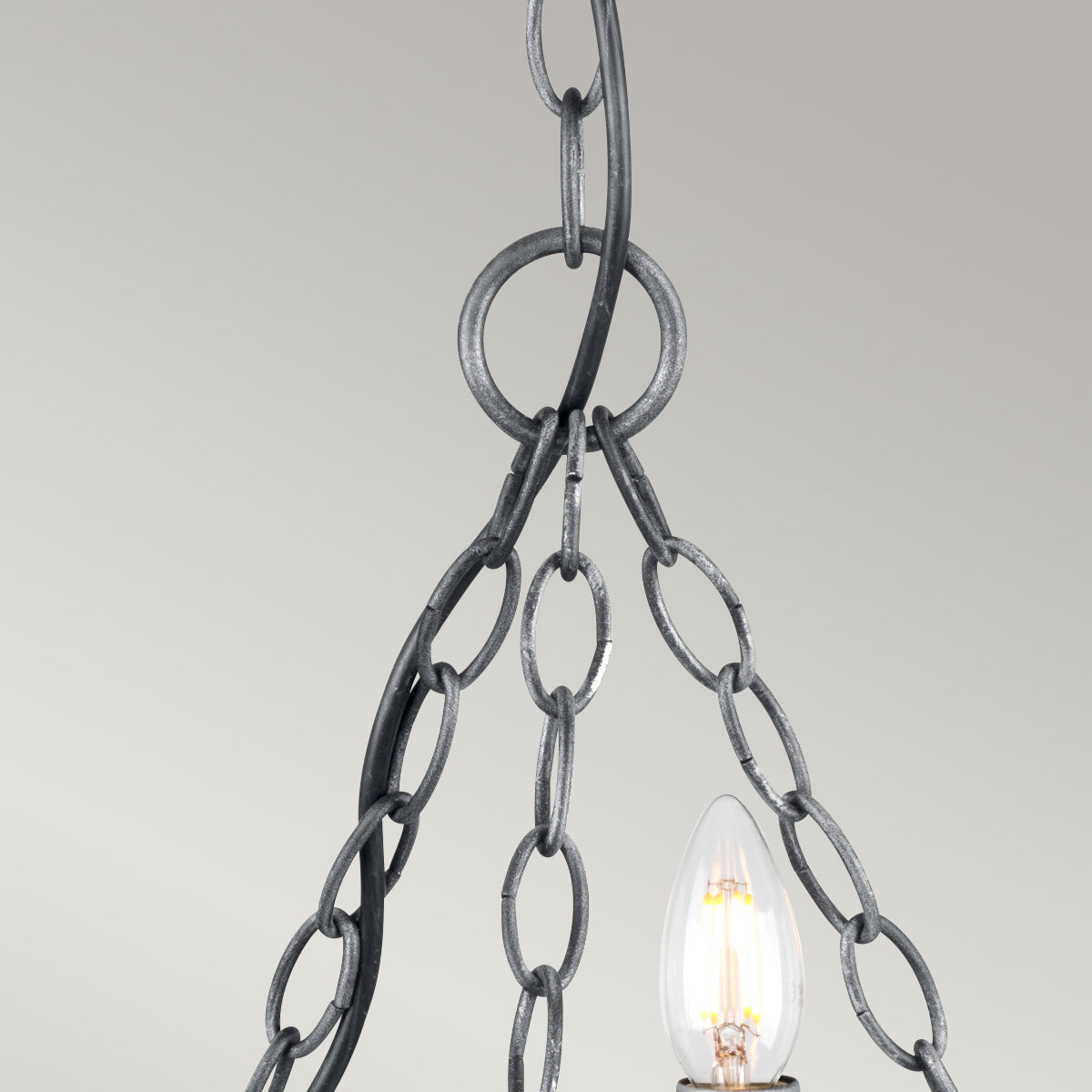 Elstead Lighting Chandelier from the Saxon range. Saxon 3 Light Chandelier Product Code = SAX3-BLK-SIL