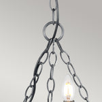 Elstead Lighting Chandelier from the Saxon range. Saxon 3 Light Chandelier Product Code = SAX3-BLK-SIL