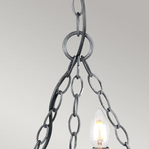 Elstead Lighting Chandelier from the Saxon range. Saxon 3 Light Chandelier Product Code = SAX3-BLK-SIL
