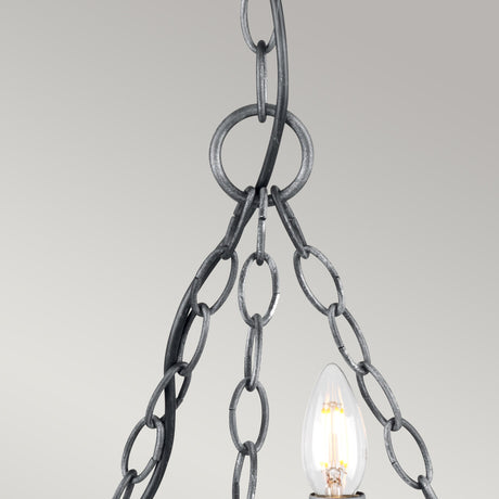 Elstead Lighting Chandelier from the Saxon range. Saxon 3 Light Chandelier Product Code = SAX3-BLK-SIL